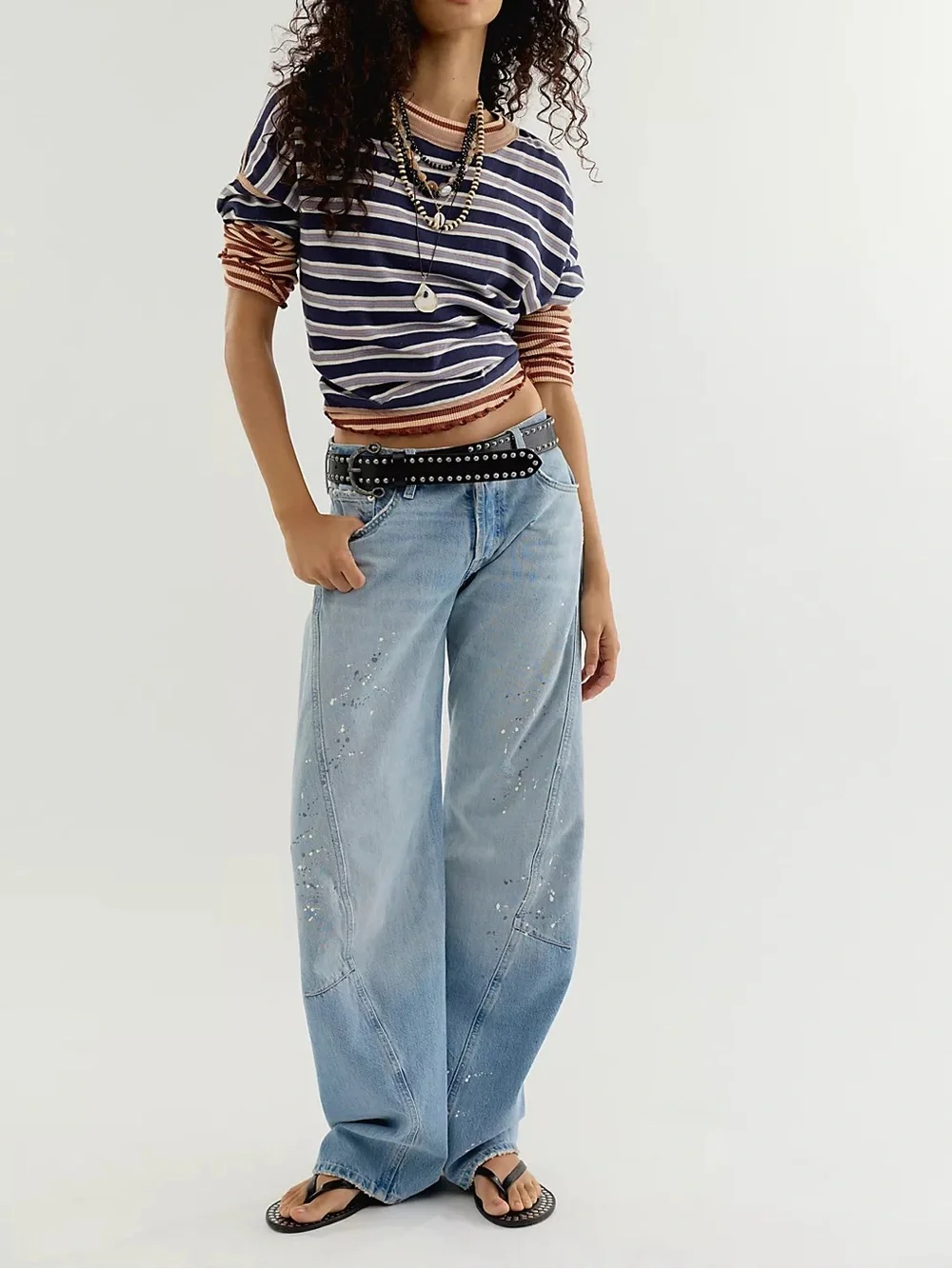 Free People We The Free Fable Low-Rise Twisted Bowed Jeans